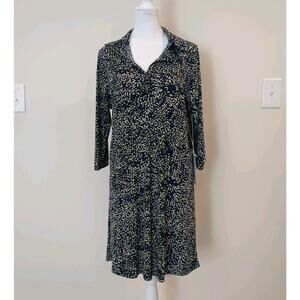 Emma & Olivia Women's L Dress Navy Blue Preppy Shirt Dress City Tunic